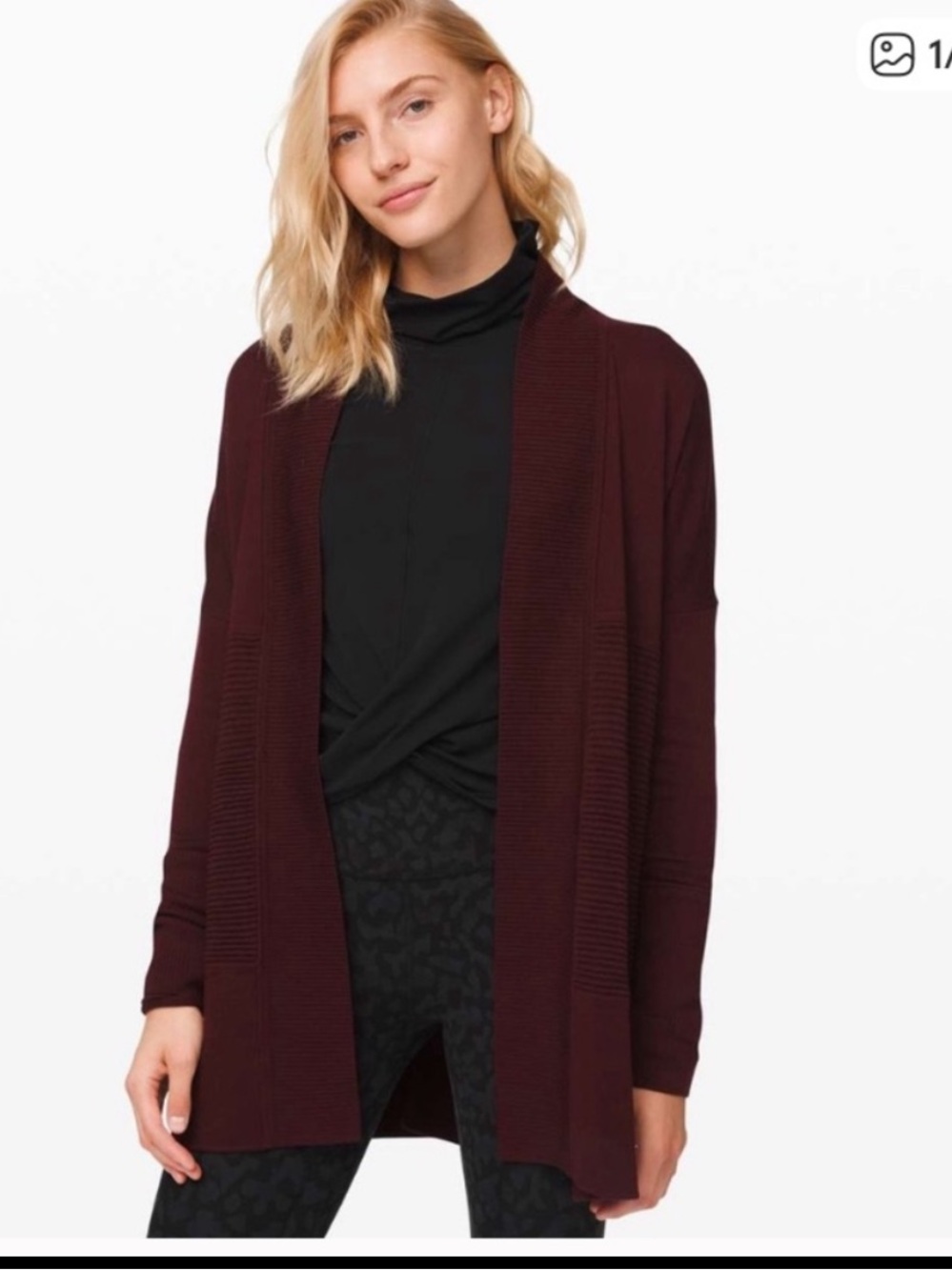 Lululemon Merino Wool Sit-In Lotus Wrap II Cardigan Sweater Purple Maroon